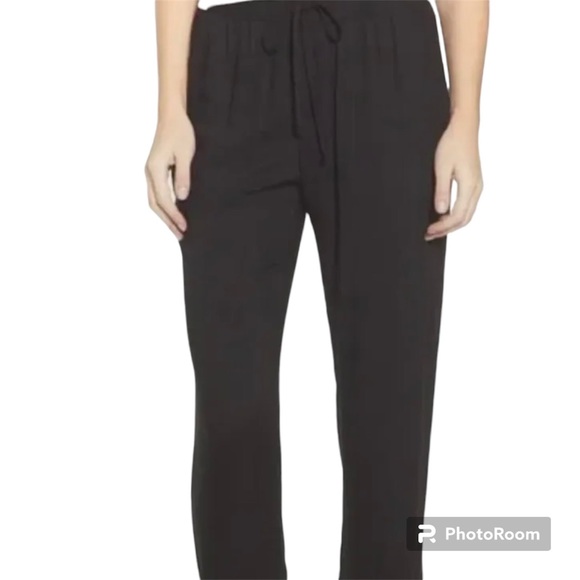 Socialite Ankle Tie Pants Size XS Side Pockets Elastic Waist Black - Picture 2 of 9